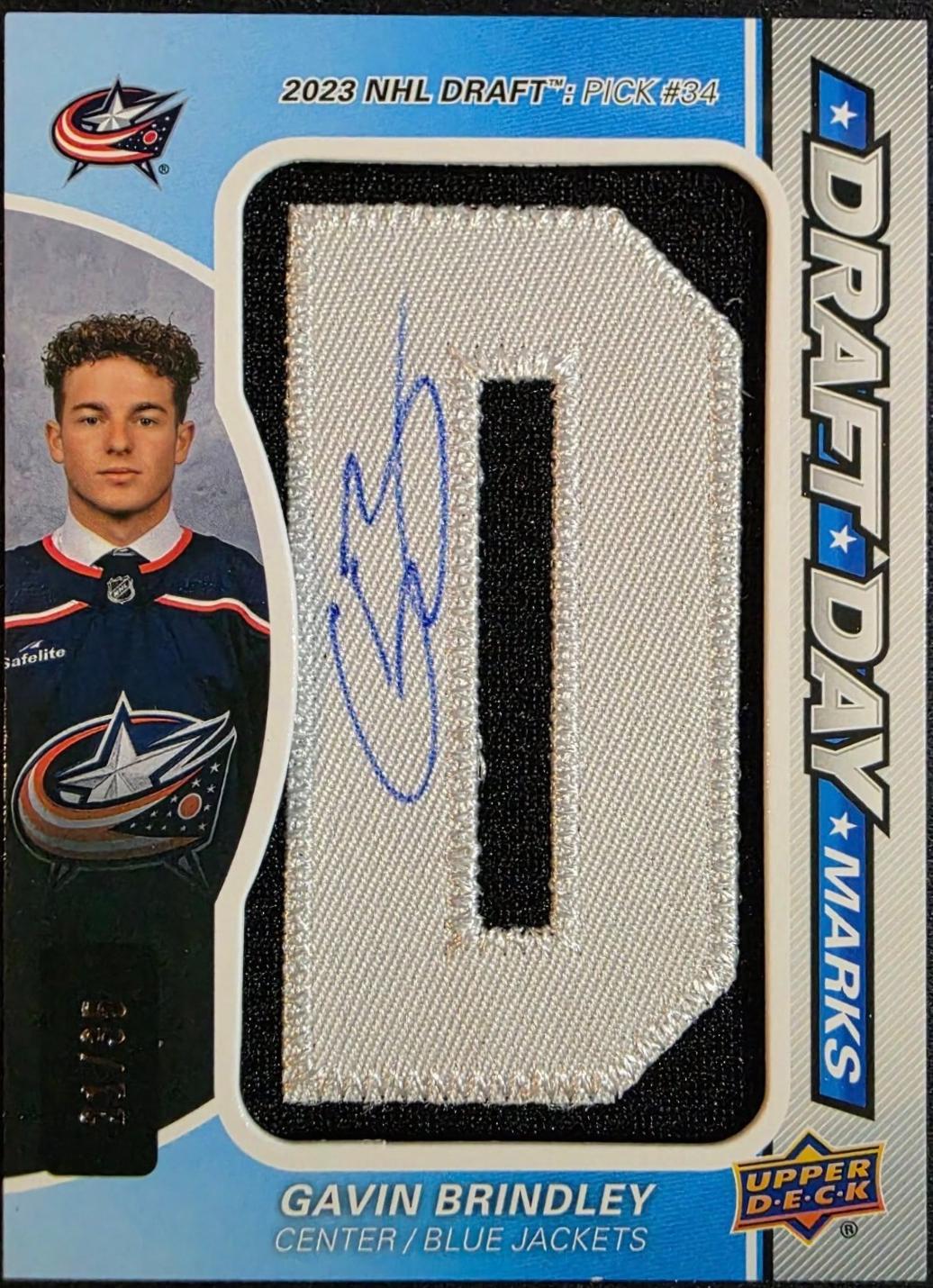 Gavin Brindley #DDM-GB Hockey Cards 2024 SP Game Used Draft Day Marks