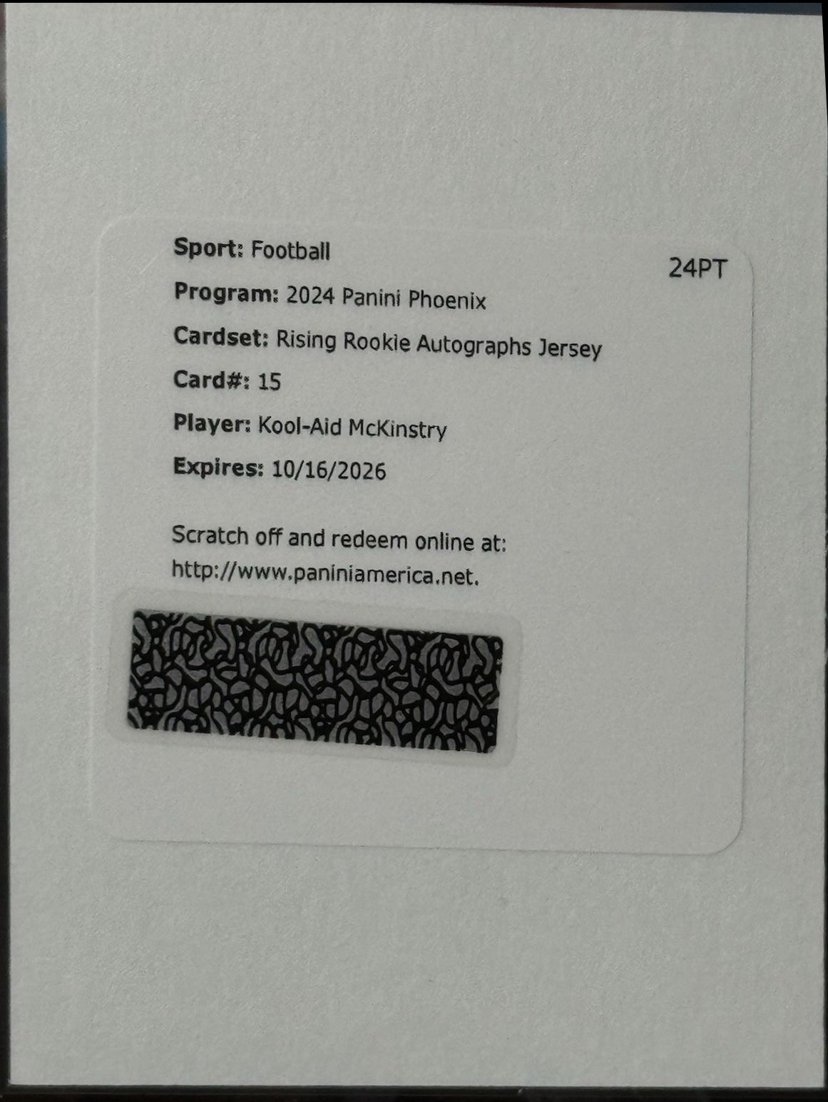 Kool-Aid McKinstry #RRAJ-KMY Football Cards 2024 Panini Phoenix Rising Rookie Autograph Jersey