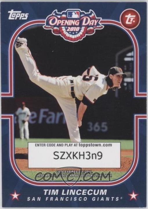 Tim Lincecum #TTS-24 Baseball Cards 2010 Topps Opening Day Town Stars