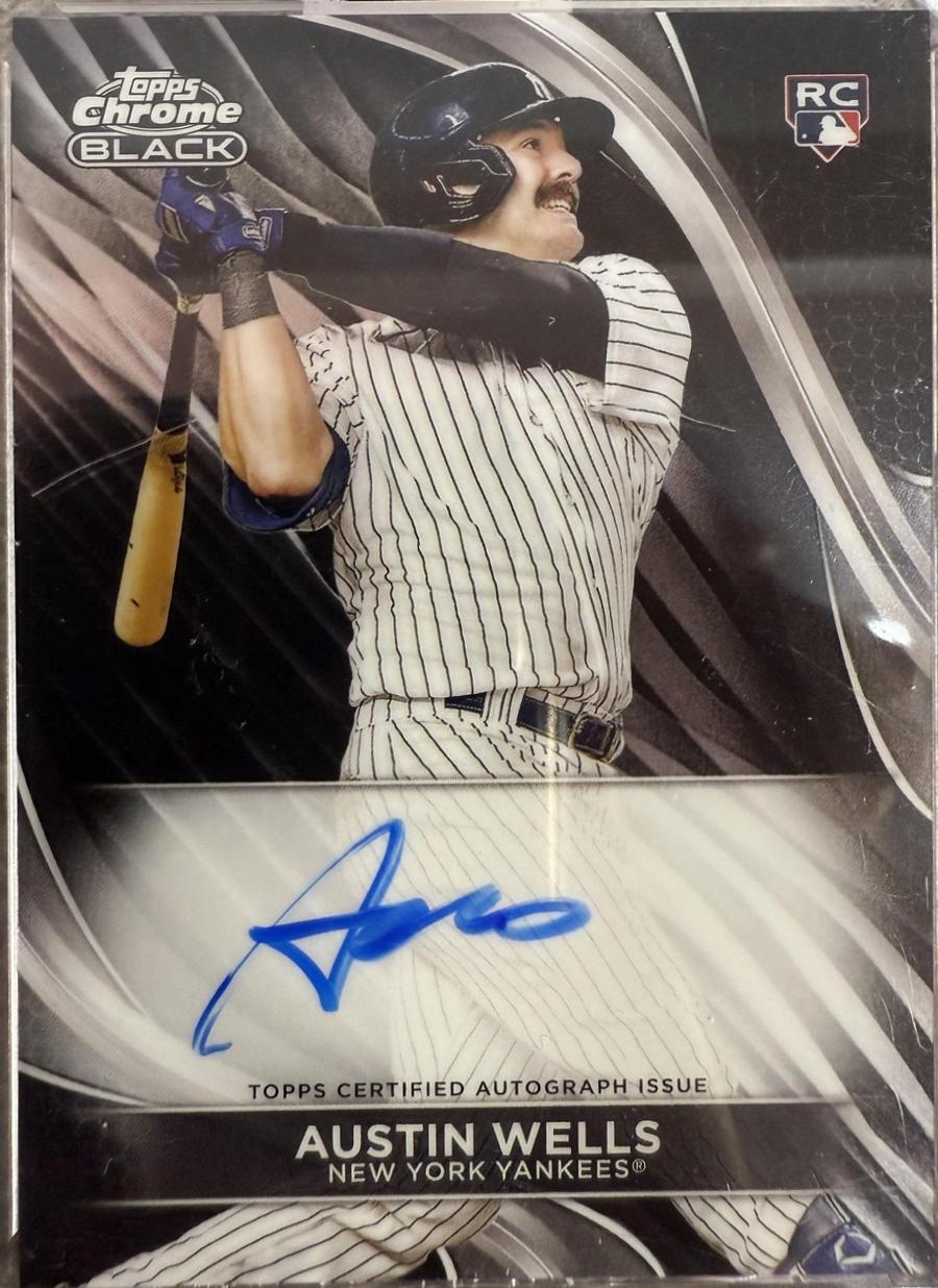 Austin Wells #CBA-AW Baseball Cards 2024 Topps Chrome Black Autograph