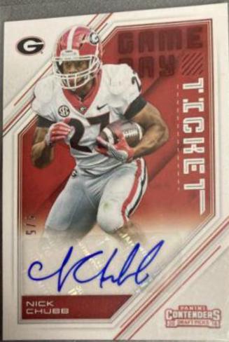 Nick Chubb #12 Football Cards 2018 Panini Contenders Draft Picks Game Day Ticket Signatures