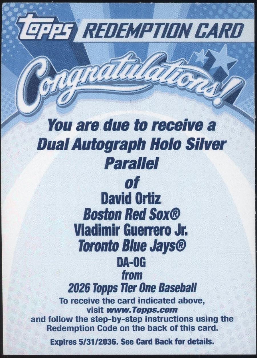 2026 Vladimir Guerrero Jr. / David Ortiz #DA-OG