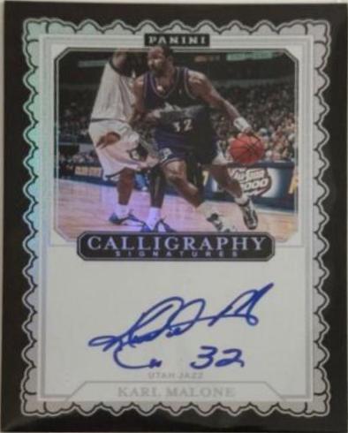 Karl Malone #CAL-KML Basketball Cards 2023 Panini Recon Calligraphy Signature
