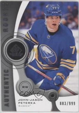 John Jason Peterka #R-11 Hockey Cards 2021 SP Game Used 2005-06 Retro Rookies