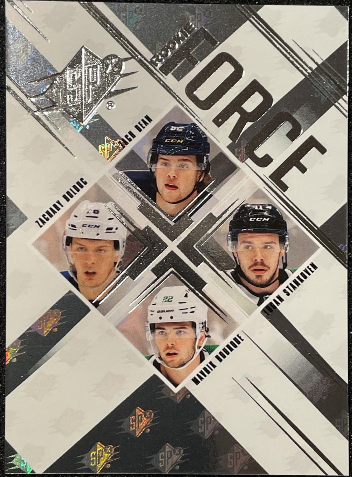 Zach Dean / Zachary Bolduc / Logan Stankoven / Mavrik Bourque #SFR-DBSB Hockey Cards 2024 SPx Force Rookie