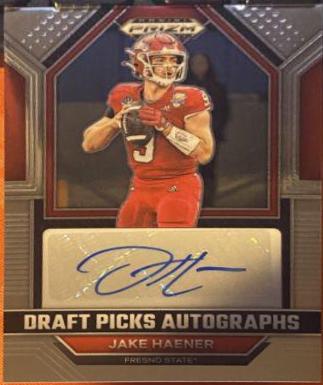 Jake Haener #DPA-JAH Football Cards 2023 Panini Prizm Draft Picks Autographs