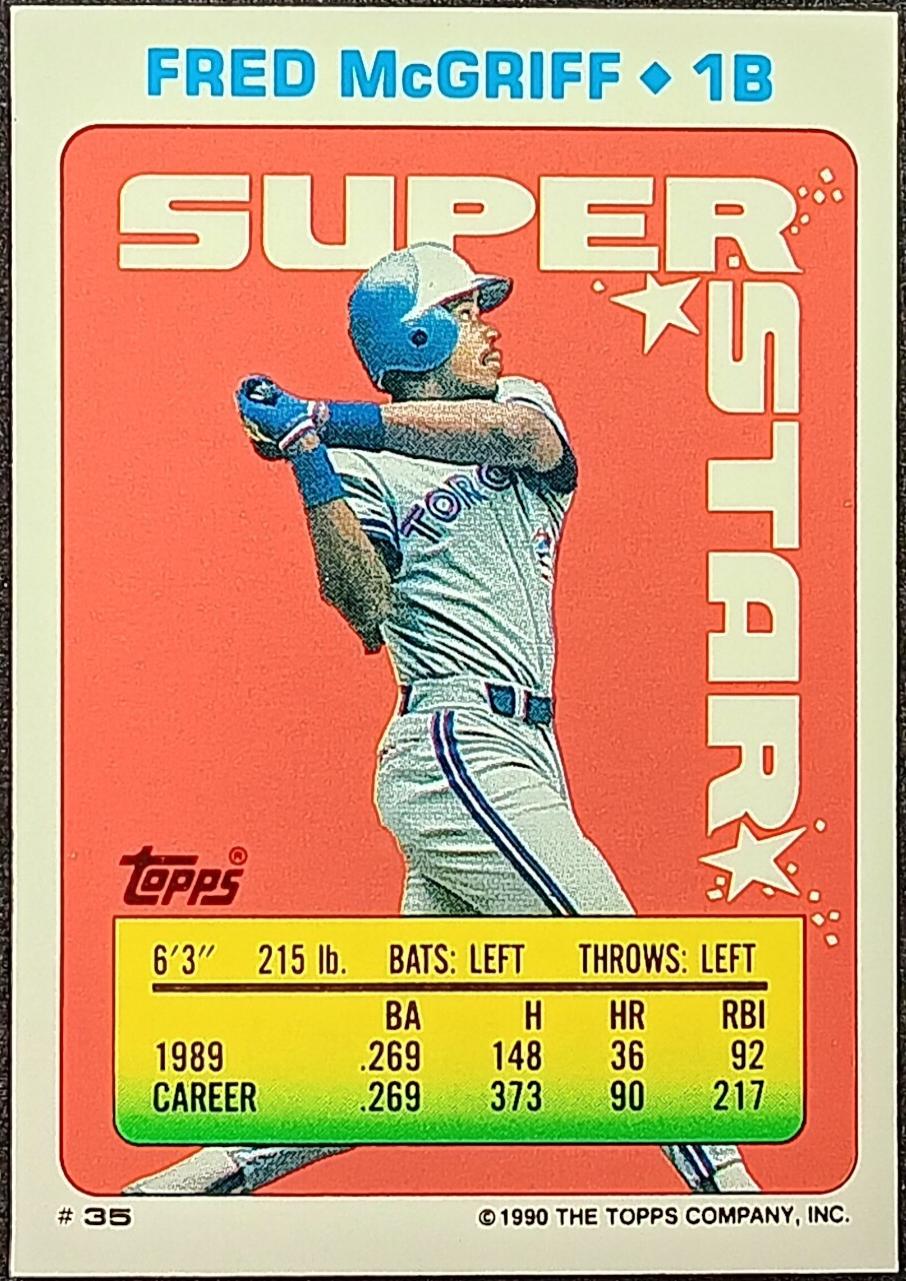 Fred McGriff #35 Baseball Cards 1990 Topps Stickers