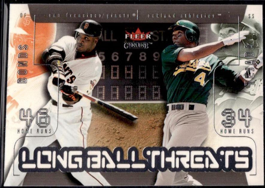 Barry Bonds / Miguel Tejada #13LB Baseball Cards 2003 Fleer Genuine Long Ball Threats
