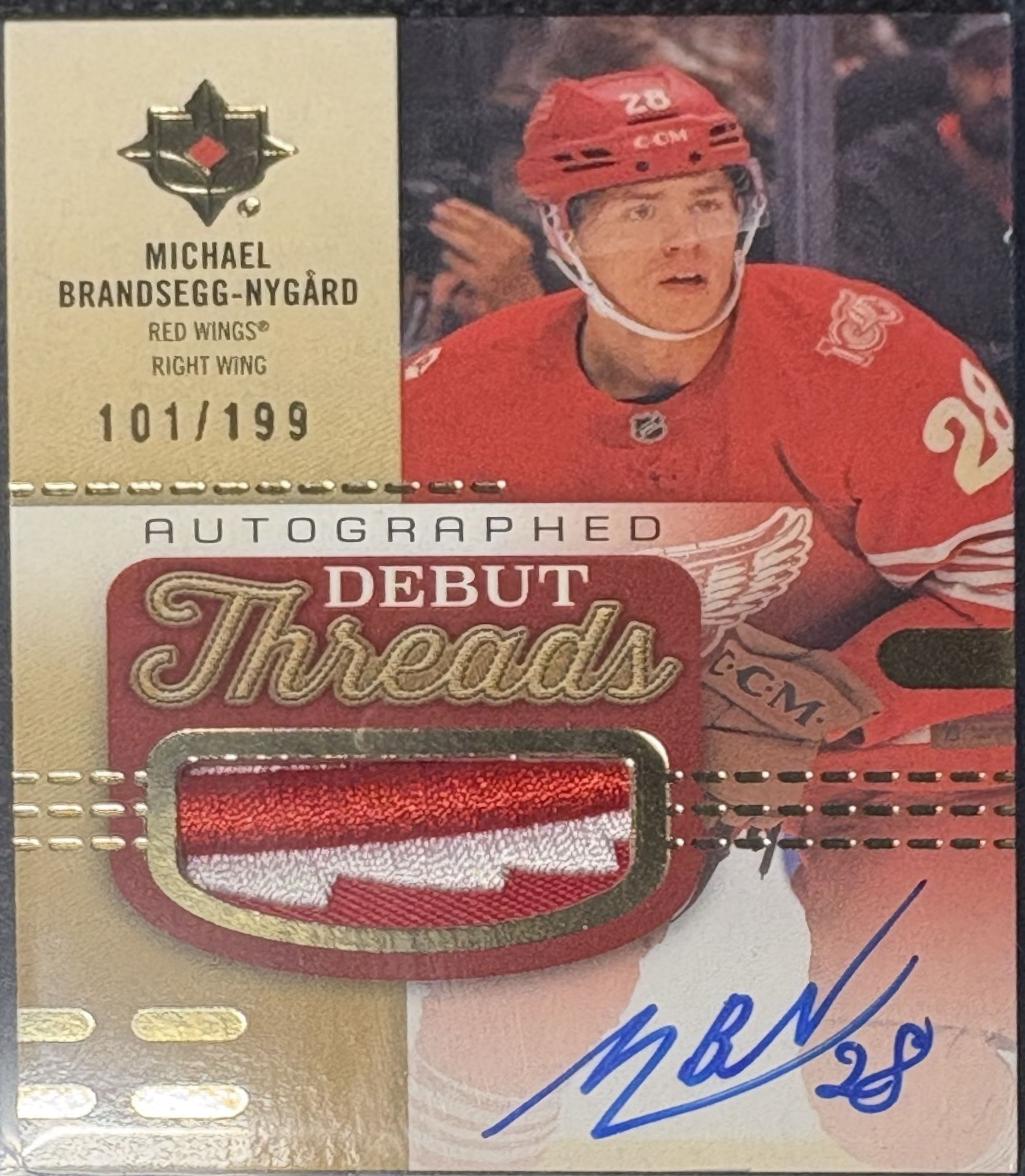 Michael Brandsegg-Nygard #ADT-MN 2025 Upper Deck Ultimate Collection Debut Threads Hockey