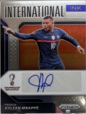 Kylian Mbappe Soccer Cards 2022 Panini Prizm World Cup International Ink Autograph