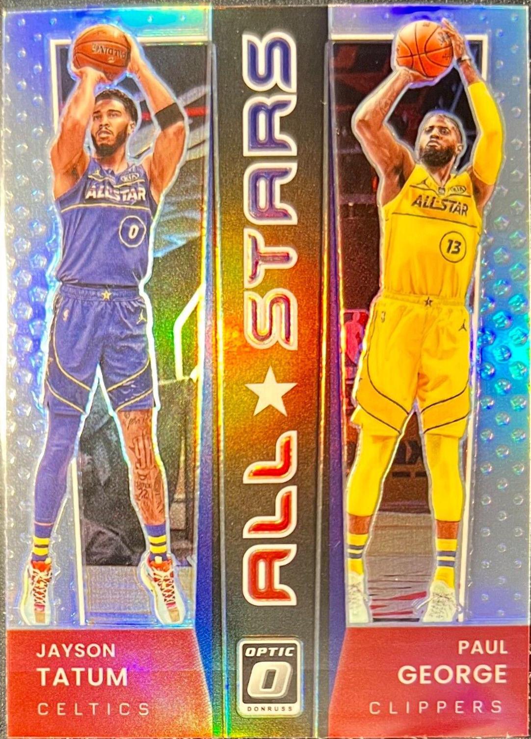Jayson Tatum, Paul George #4 Basketball Cards 2021 Panini Donruss Optic All Stars