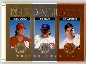 Darren Daulton, Rick Wilkins, Kirt Manwaring #2 Baseball Cards 1994 Panini Donruss Triple Play Medalist