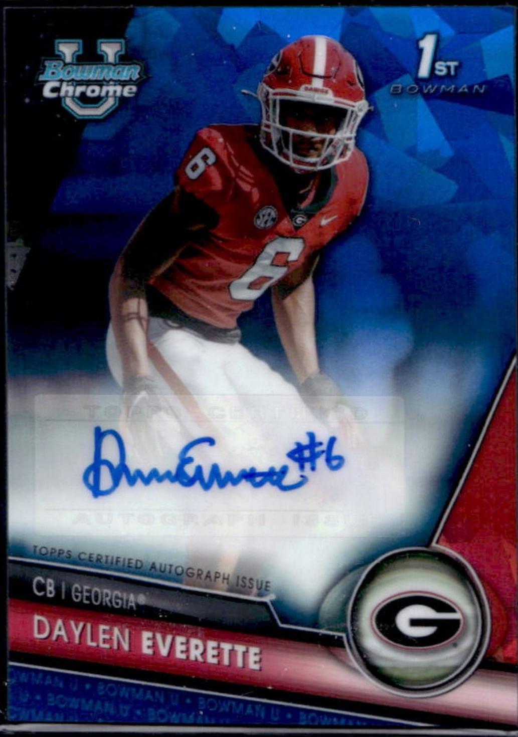 Daylen Everette #PA-DEV 2023 Bowman Chrome University Sapphire Prospect Autographs Football