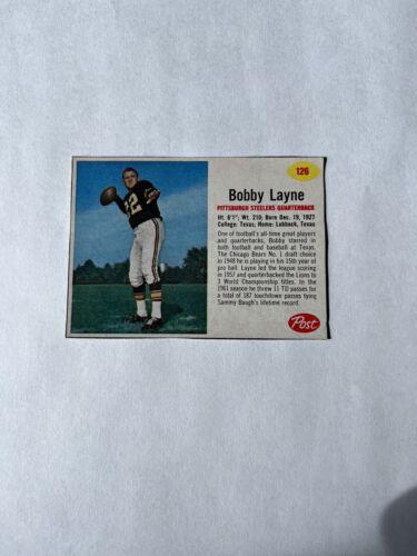 Bobby Layne #126 Football Cards 1962 Post Cereal