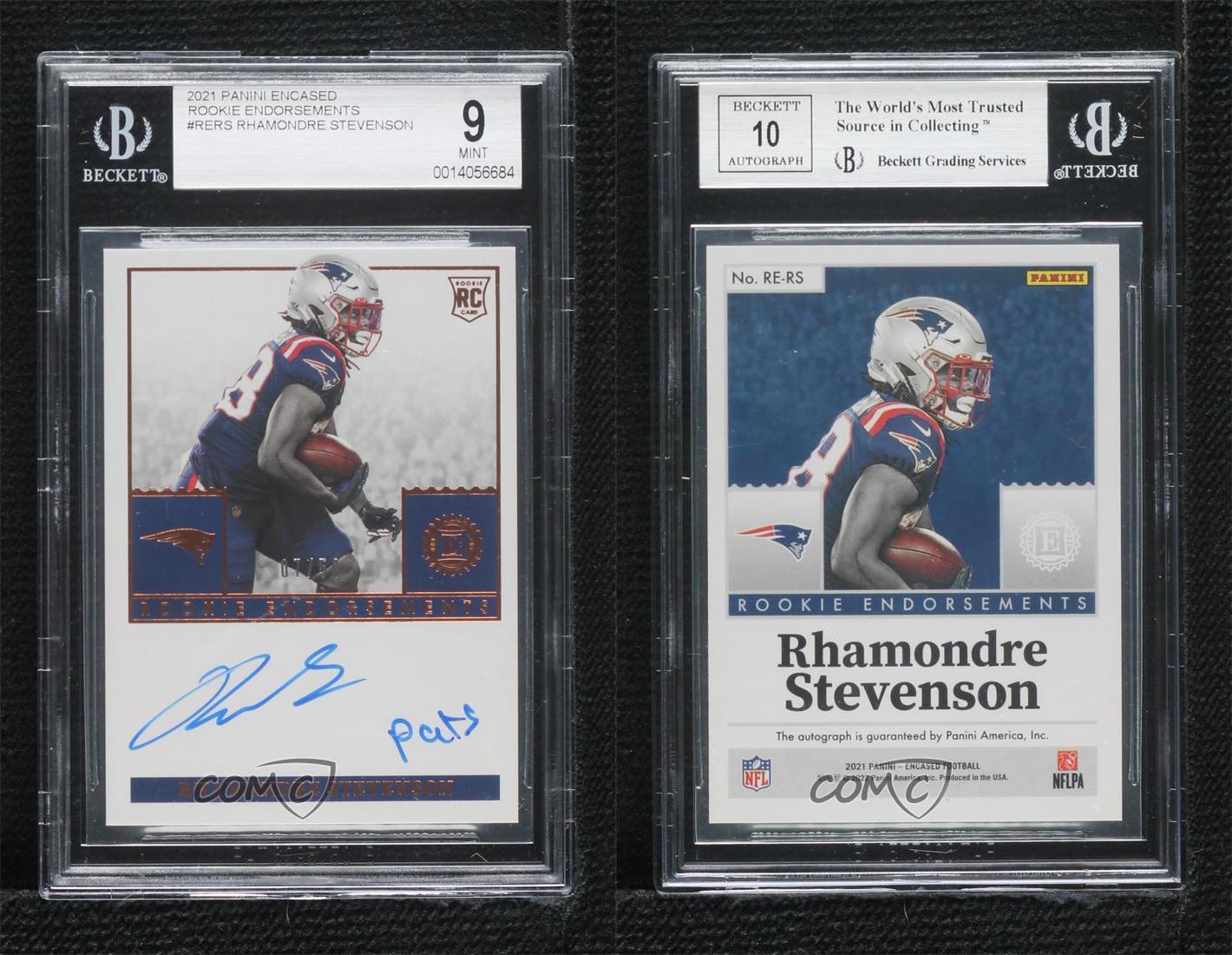Rhamondre Stevenson #RE-RS Football Cards 2021 Panini Encased Rookie Endorsements
