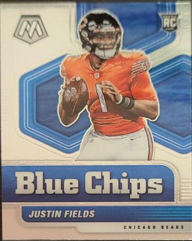 Justin Fields #4 Football Cards 2021 Panini Mosaic Blue Chips