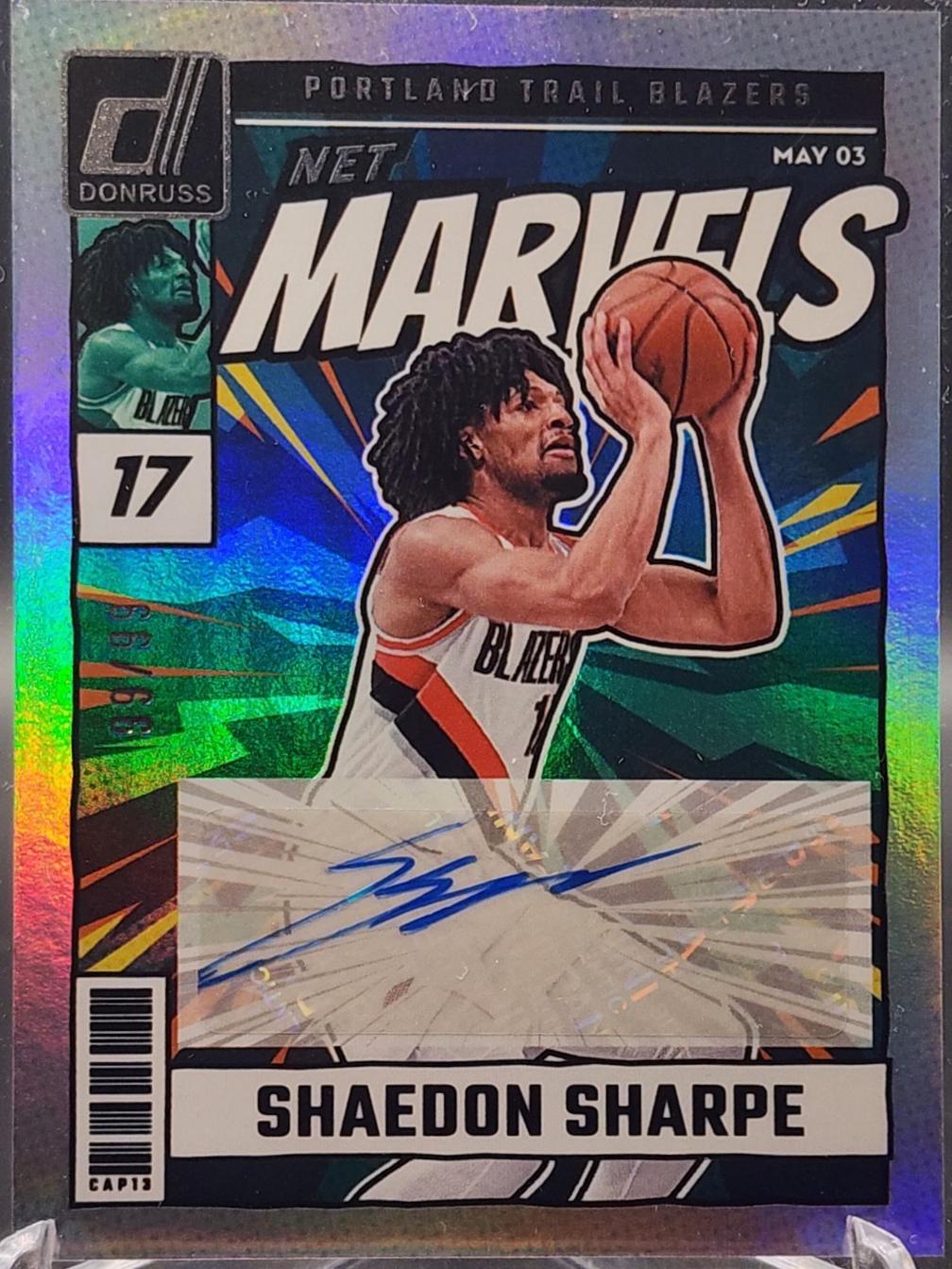 Shaedon Sharpe #14 Basketball Cards 2024 Panini Donruss Net Marvels Signature