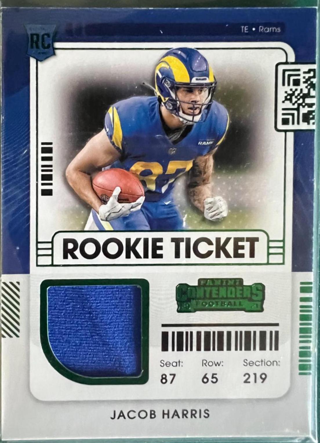 Jacob Harris #RTS-JHA Football Cards 2021 Panini Contenders Rookie Ticket Swatches