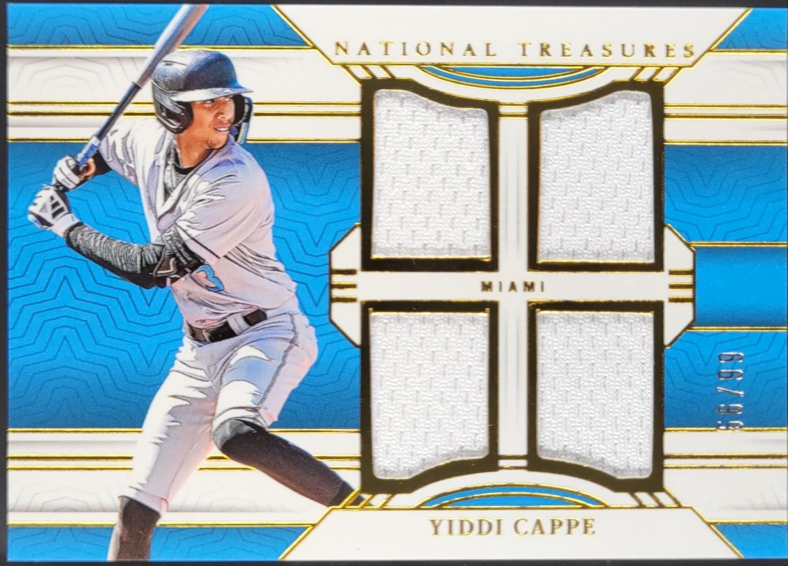 Yiddi Cappe #41 2024 Panini National Treasures Game Gear Swatches Quad Baseball