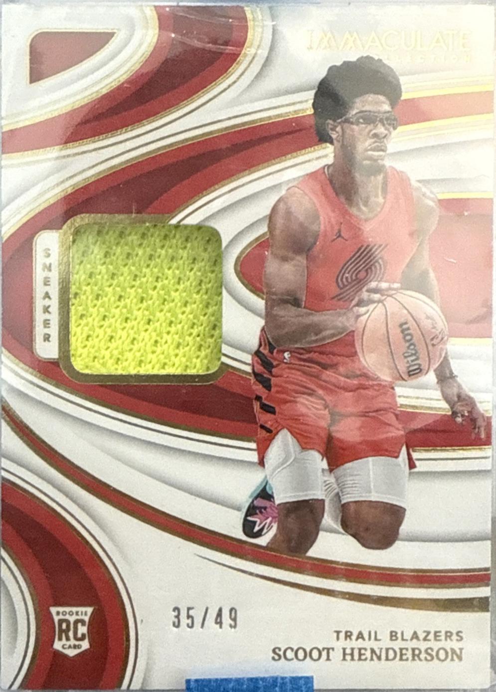 Scoot Henderson #4 Basketball Cards 2023 Panini Immaculate Sneaker Swatch