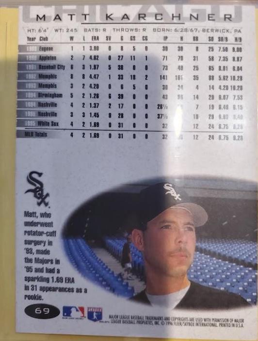 Matt Karchner #69 Baseball Cards 1996 Fleer Tiffany
