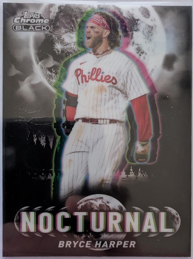 Bryce Harper #NOC-5 Baseball Cards 2025 Topps Chrome Black Nocturnal