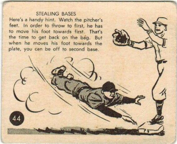 Stealing Bases #44 Baseball Cards 1952 Parkhurst Frostade