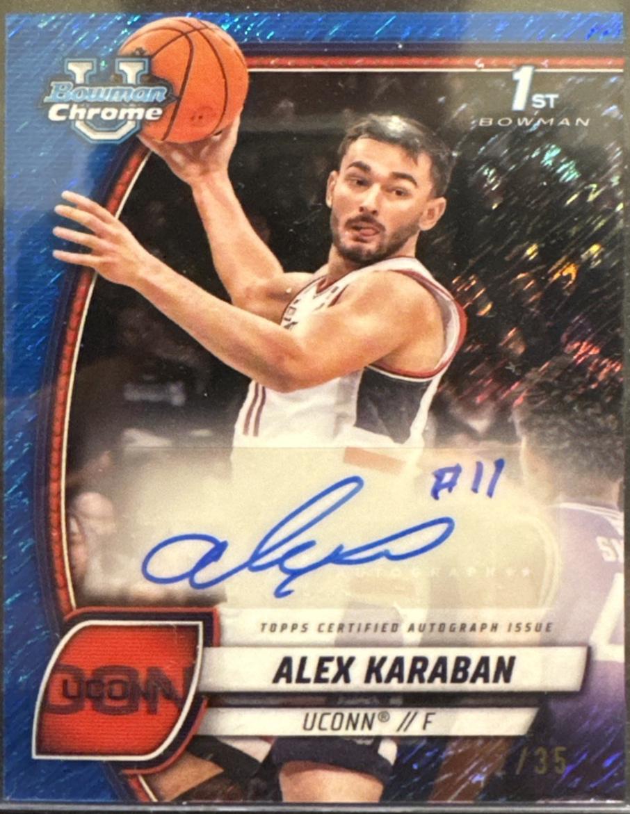 Alex Karaban [Blue Shimmer Refractor Autograph] #100