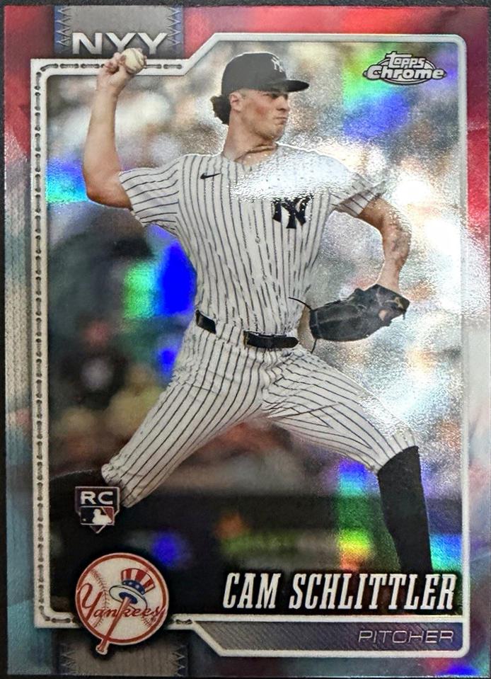 2026 Topps Chrome Cam Schlittler [Red White Blue Refractor] #262 card