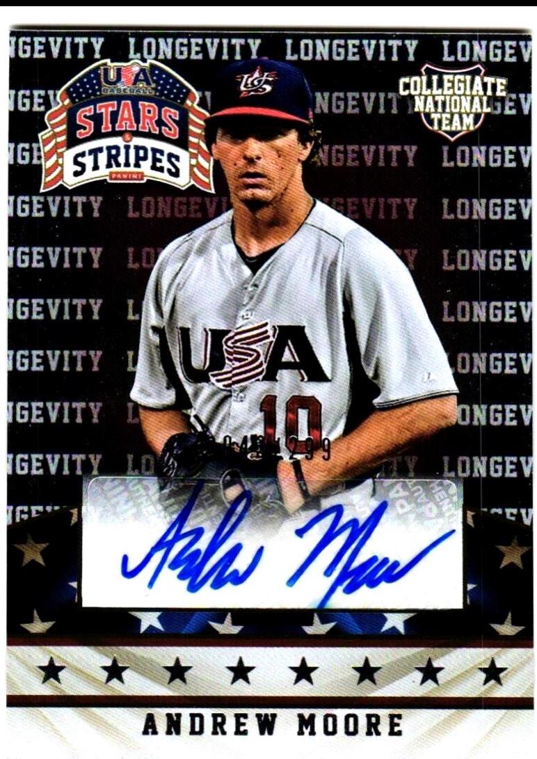 Andrew Moore #7 Baseball Cards 2015 Panini USA Stars & Stripes Signatures