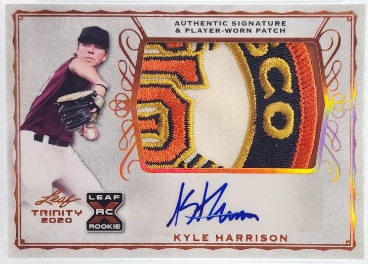 Kyle Harrison #PA-KH1 2020 Leaf Trinity Patch Autographs Baseball