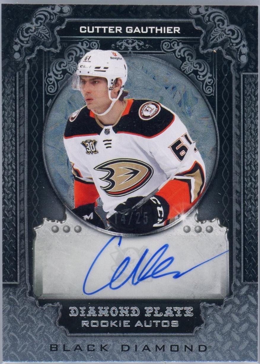 Cutter Gauthier #DPR-GA Hockey Cards 2024 Upper Deck Black Diamond Plate Rookie Auto