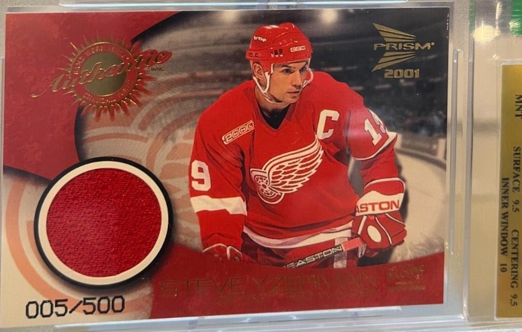 Steve Yzerman #5 Hockey Cards 2000 Pacific Prism McDonald's Game Jersey