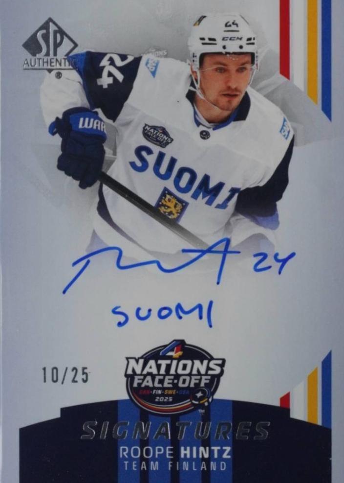 Roope Hintz #4N-RH 2025 Sp Authentic 4 Nations Faceoff Signature Hockey