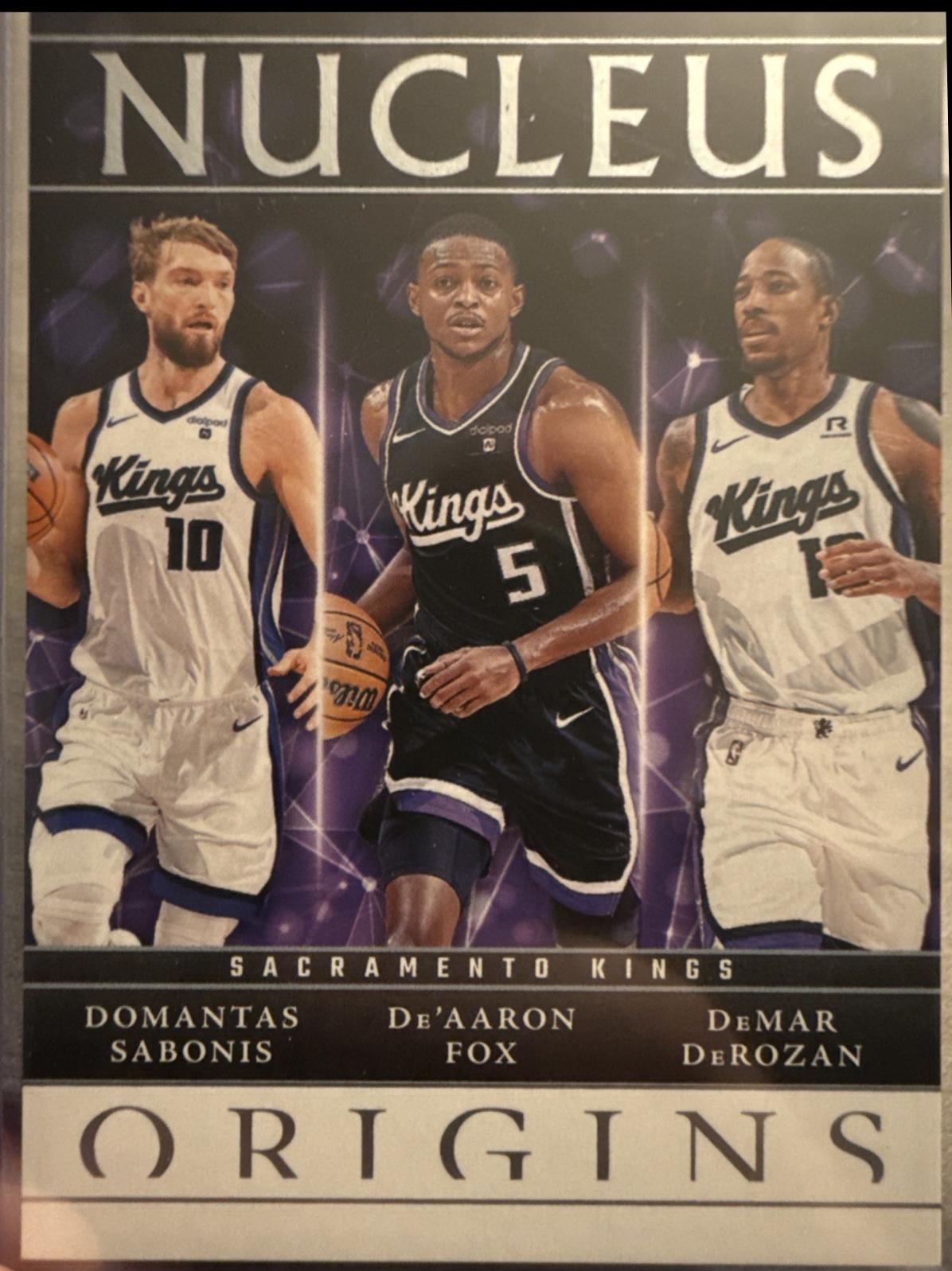 Domantas Sabonis / De'Aaron Fox / DeMar DeRozan #9 Basketball Cards 2024 Panini Origins Nucleus