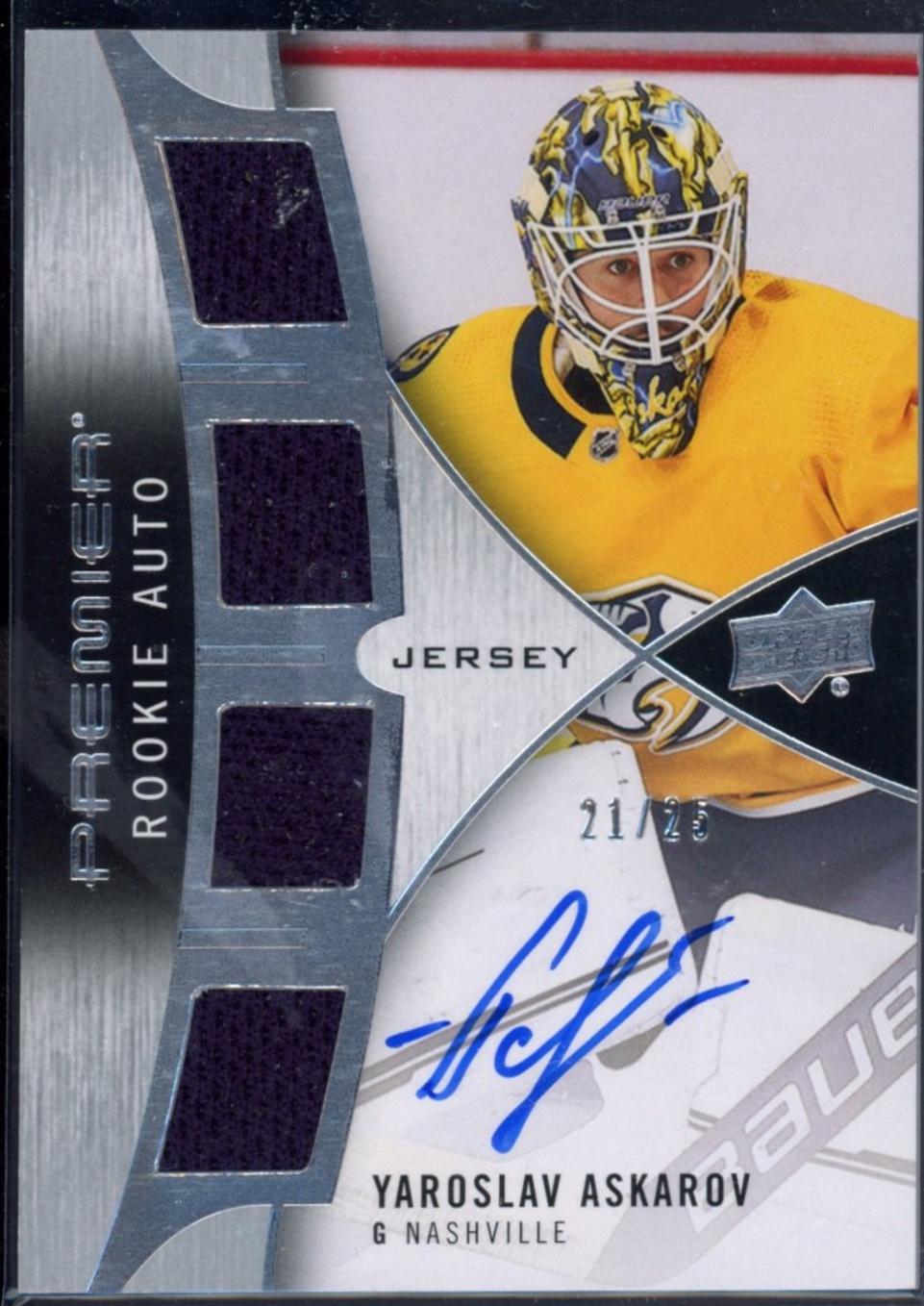Yaroslav Askarov #PRA-YA 2023 Upper Deck Premier Rookie Auto Jersey Hockey
