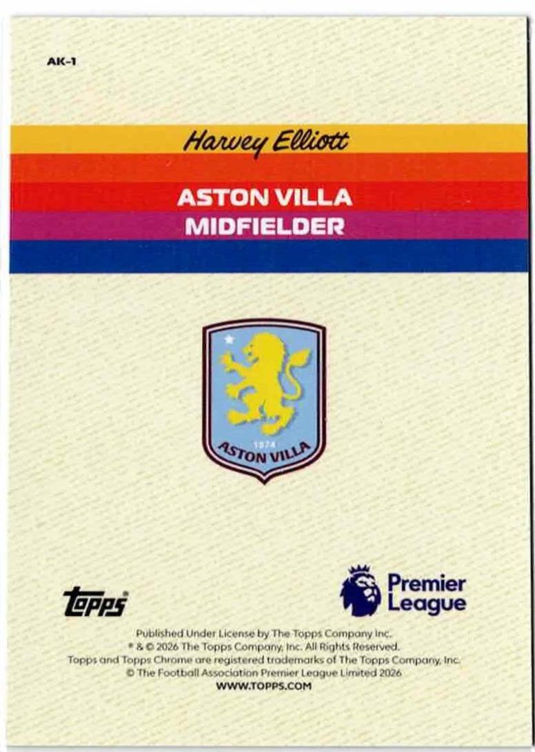 Harvey Elliott #AK-1 2025 Topps Chrome Premier League Alive And Kicking