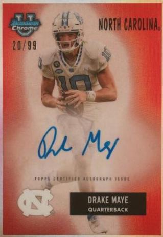 Drake Maye #55B-DMA Football Cards 2023 Bowman Chrome University 1955 Autographs