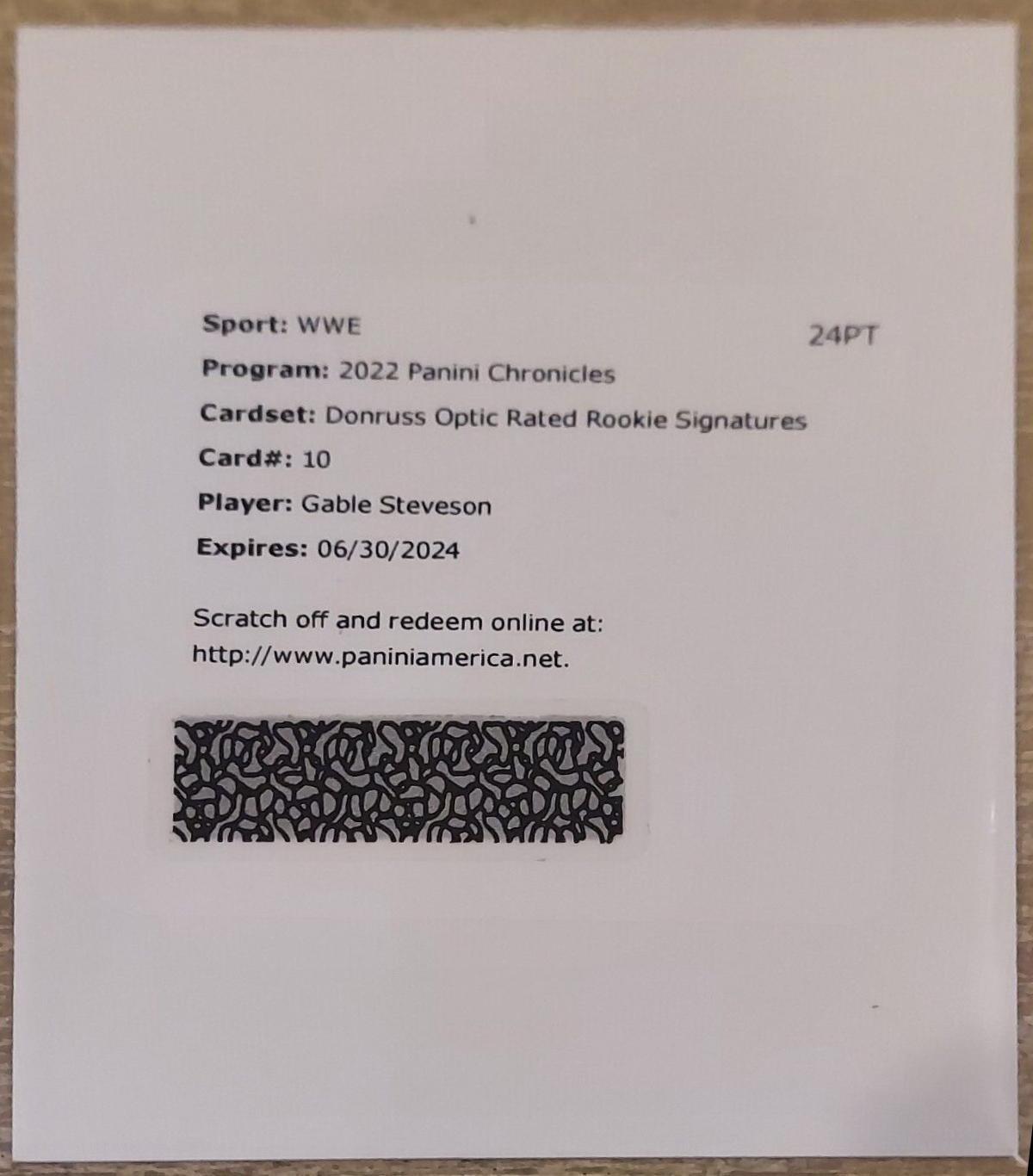 Gable Steveson #RR-GSV Wrestling Cards 2022 Panini Chronicles WWE Donruss Optic Rated Rookie Signatures