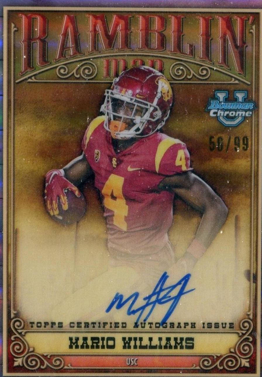 Mario Williams #RMA-MW Football Cards 2023 Bowman Chrome University Ramblin' Man Autographs