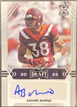 Amare Barno #BA-AB1 Football Cards 2022 Leaf Draft Autographs