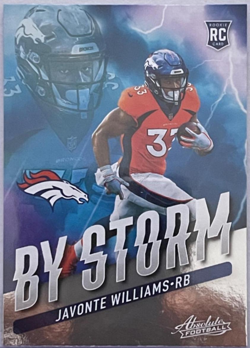 Javonte Williams #BST-15 Football Cards 2021 Panini Absolute By Storm