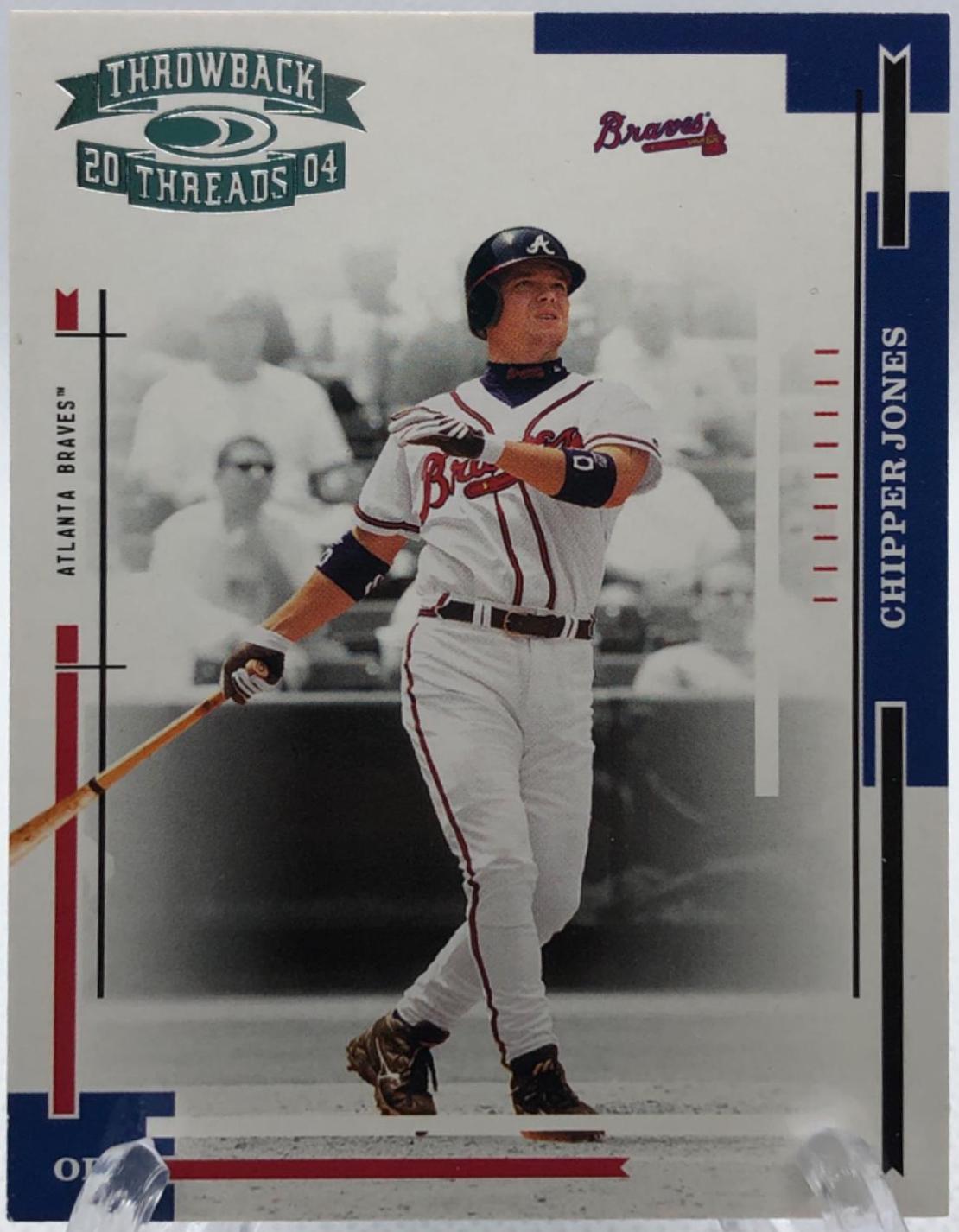 2004 Throw Back Threads Chipper Jones #17 Baseball Cards 2004 Donruss Elite Throwback Threads