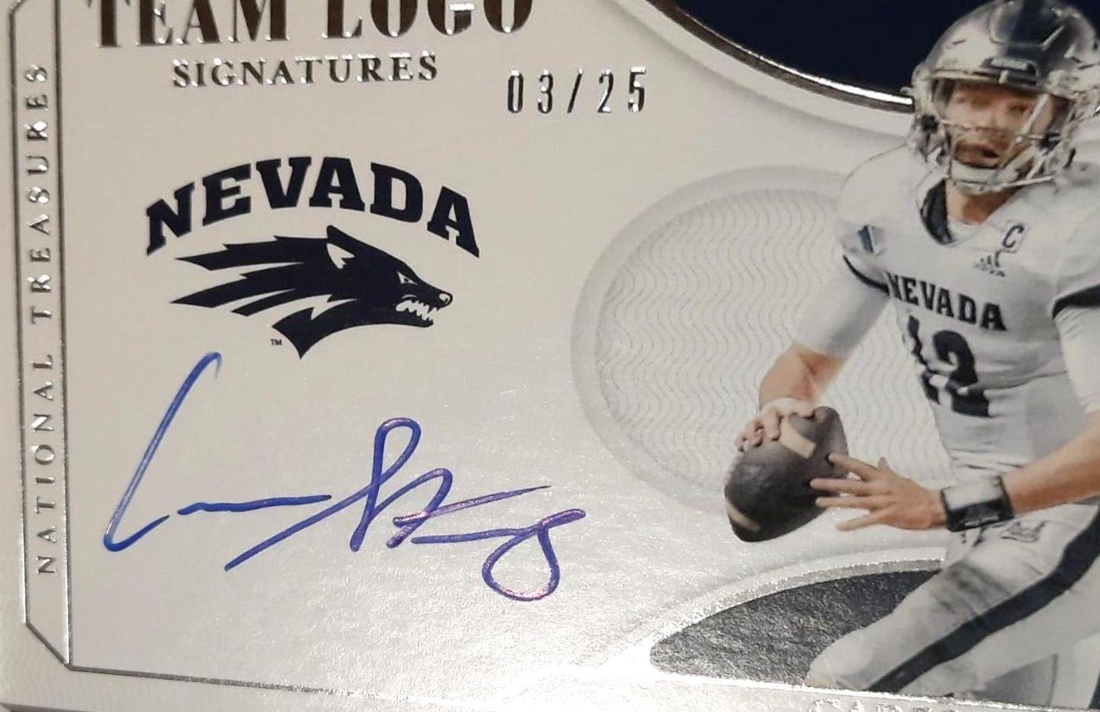 Carson Strong #TL-CST Football Cards 2022 Panini National Treasures Collegiate Team Logo Signatures
