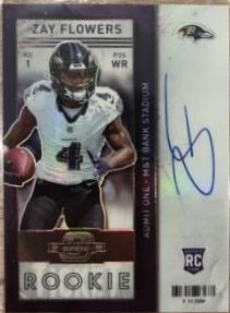 Zay Flowers #13 Football Cards 2023 Panini Contenders Optic 2013 Throwback Rookie Autograph