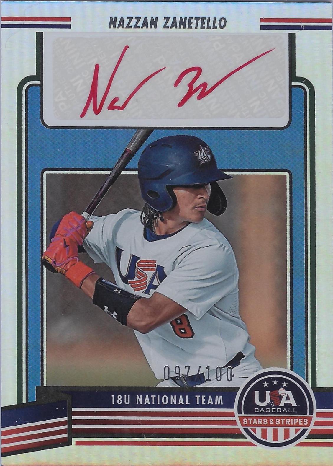 Nazzan Zanetello #18U2-NZ 2023 Panini Stars & Stripes USA 18u National Team Signatures Baseball