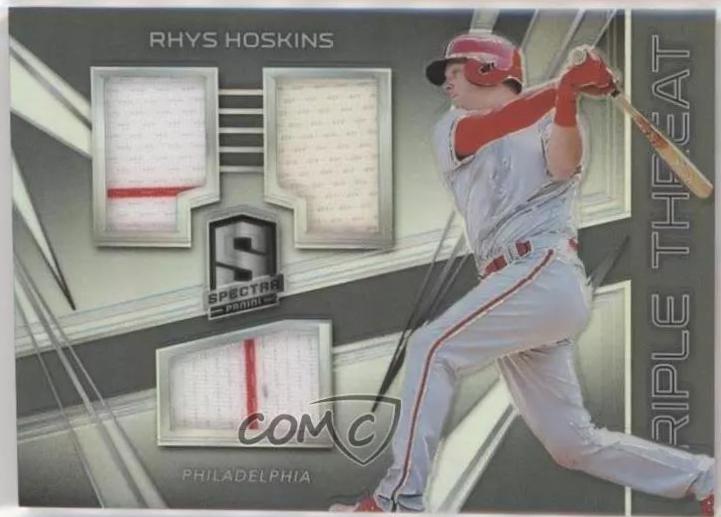 Rhys Hoskins #TTM-RH Baseball Cards 2018 Panini Chronicles Spectra Triple Threat Materials
