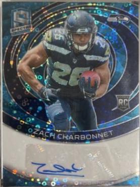 Zach Charbonnet #2 Football Cards 2023 Panini Spectra Rookie Autograph Neon Blue