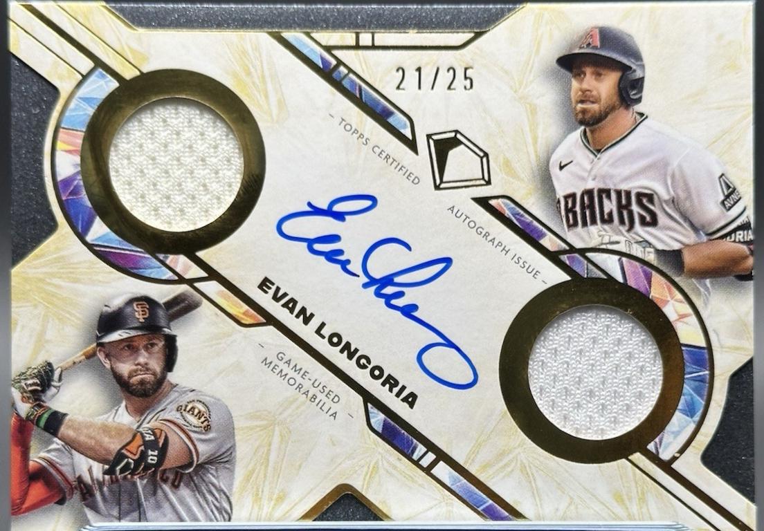 Evan Longoria #DTA-EL 2025 Topps Diamond Icons Single Player Dual Team Autographed Relic Baseball