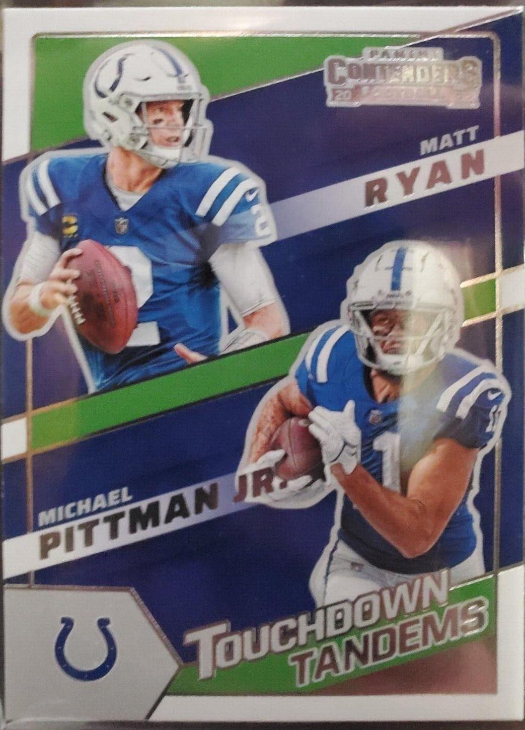Matt Ryan, Michael Pittman Jr. #TDT-IND Football Cards 2022 Panini Contenders Touchdown Tandems
